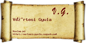 Vértesi Gyula névjegykártya